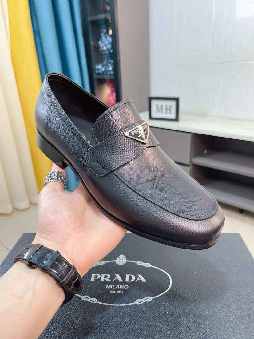 Men's shoes 💰540🌹🌹【PRADA Leather Shoes】Top purchasing agency Original imported Italian custom-made open-edge beaded cowhide leather surface, fully imported water-dyed breathable cowhide lining, original factory special molded sole super comfortable, size: 38-44